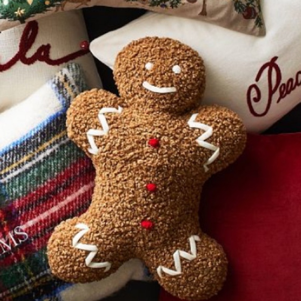 Pottery Barn Mr. Spice Gingerbread Shaped Pillow